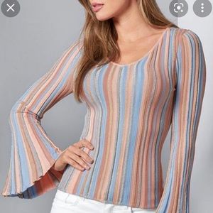 Venus striped top with bell sleeves - never been worn
